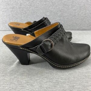 Söfft Leather‎ Heeled Mules Clogs Women's Size 10M Black Buckle Detail Boho